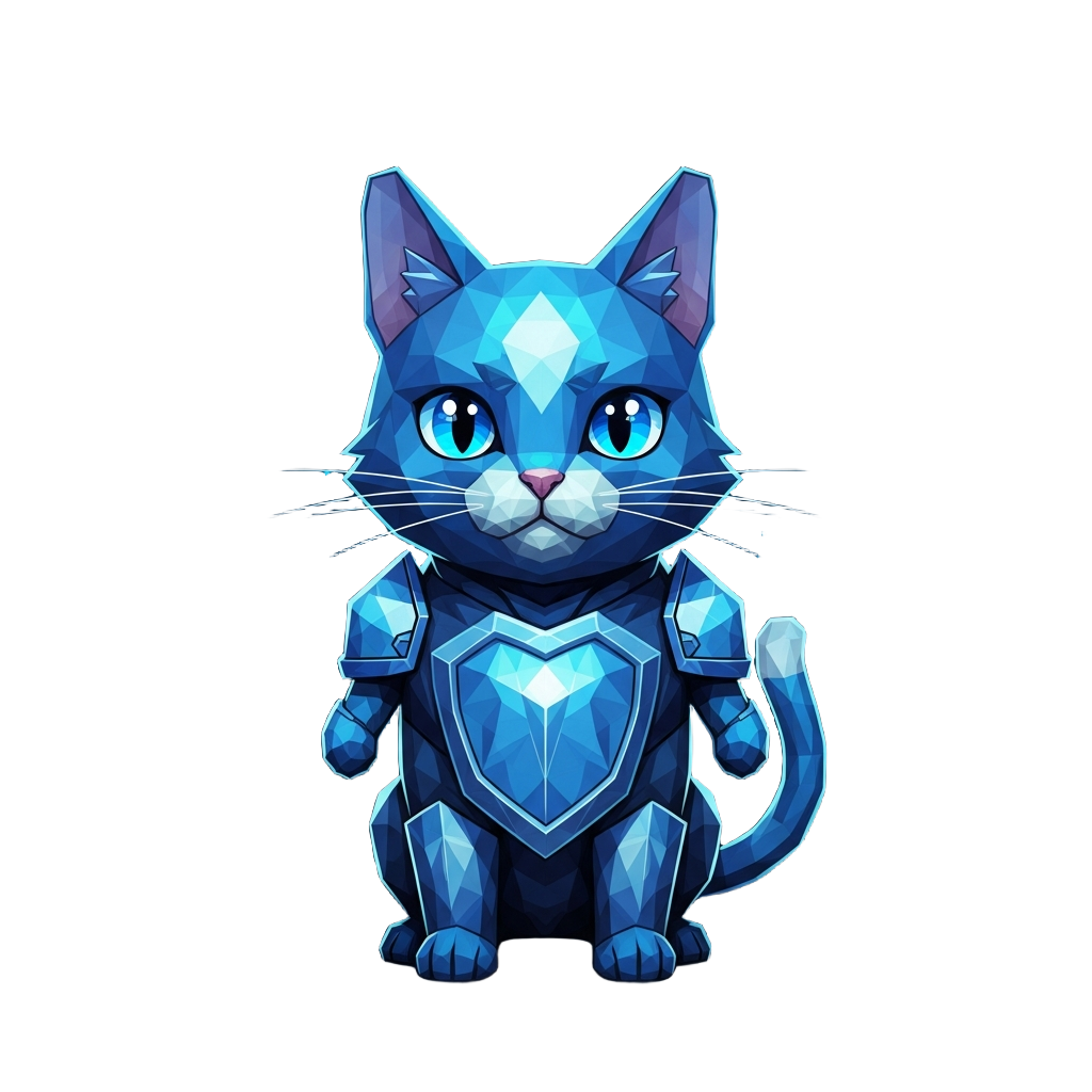 Geometric low-poly Guardian cat NFT - Rare rarity