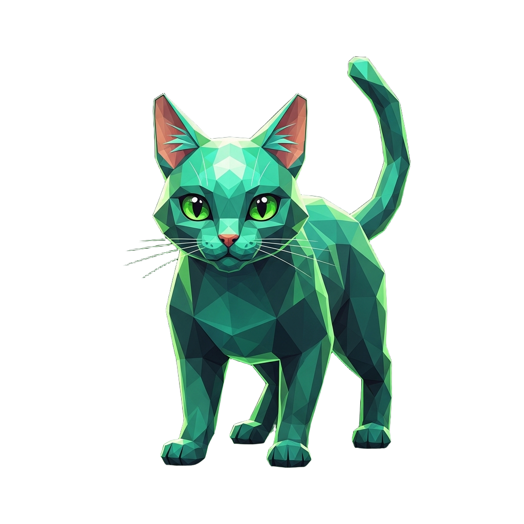 Geometric low-poly Hunter cat NFT - Uncommon rarity
